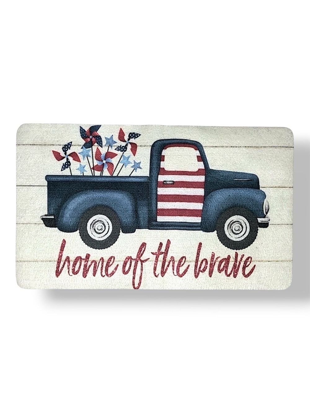 Patriotic Rug Accent Mat Americana Retro Nostalgic Vintage Truck US Flag 17 x 28